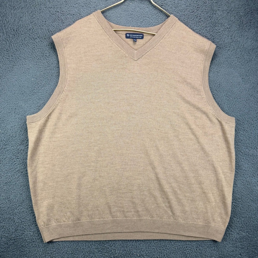 Hart Schaffner Marx Mens 3XB Brown Merino Wool V-Neck Sweater Vest 12076